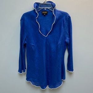 Masano New York blue linen blouse.  Great condition - size XL
